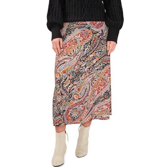 NWT Vince Camuto Tapestry Paisley Print Pull-On Midi Skirt Sz M - Picture 9 of 9